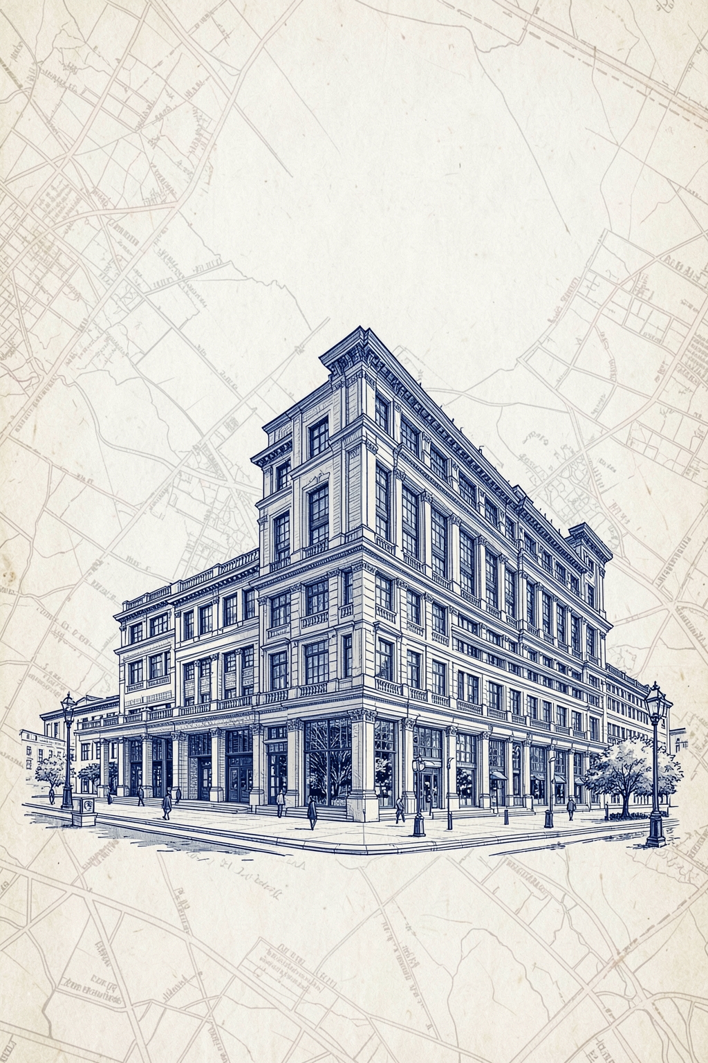 Architectural postcard illustration of Canada Place in Vancouver, British Columbia