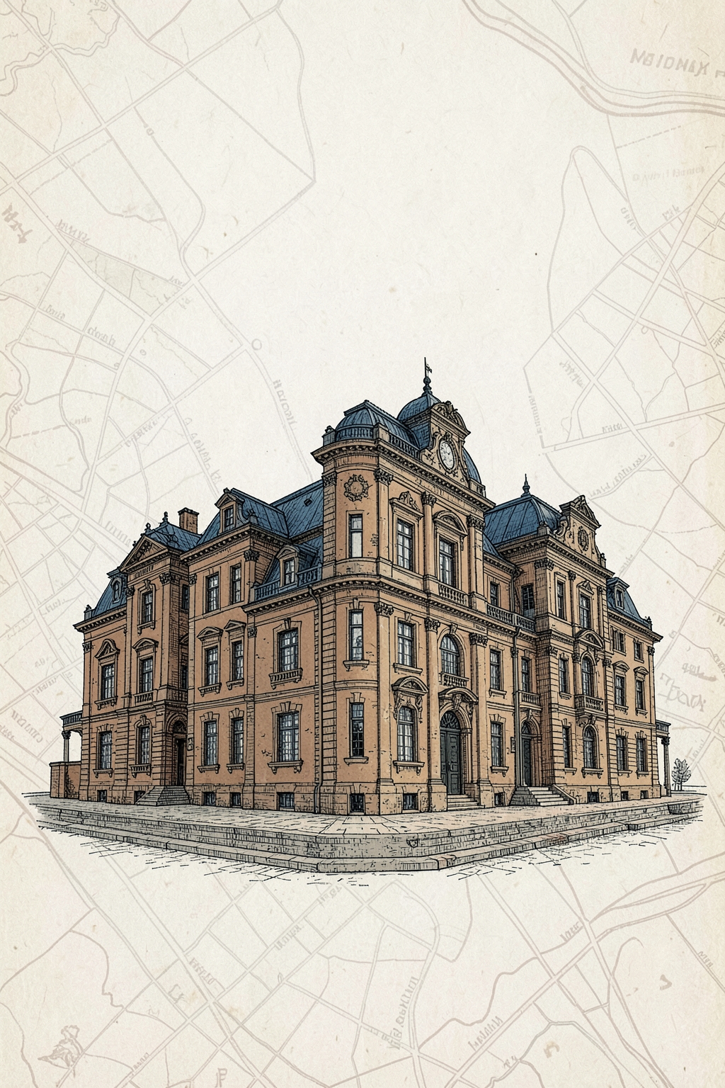 Architectural postcard illustration of the Castle of Good Hope in Cape Town, South Africa